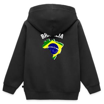 Brésil - Sweat Premium à capuche zippé enfant bio - noir - Dos - AI Model Kid Male (0cm)