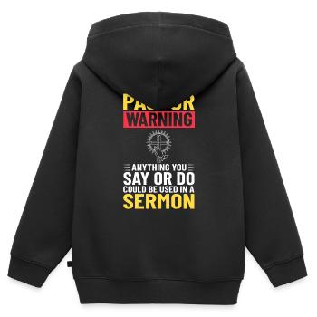 Pasteur Église Ministre Christ Spirituel Jésus - Sweat Premium à capuche zippé enfant bio - noir - Dos - AI Model Kid Male (0cm)