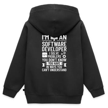 Software Development Software Developer Developer - Kids Premium Organic Zip-up Hoodie - black - Back - AI Model Kid Male (0cm)