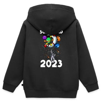 Schulkind 2023 - Astronaut Schüler Schulanfang Pla - Kinder Premium Organic Zip Hoodie - Schwarz - Hinten - AI Model Kid Male (0cm)