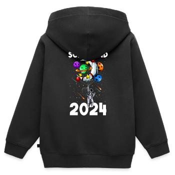 Schulkind 2024 - Astronaut Schüler Schulanfang Pla - Kinder Premium Organic Zip Hoodie - Schwarz - Hinten - AI Model Kid Male (0cm)