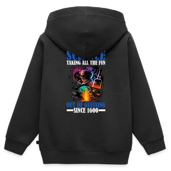 Science, enlever tout le plaisir de deviner 14 - Sweat Premium à capuche zippé enfant bio - noir - Dos - AI Model Kid Male (0cm)