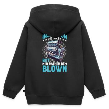 L’injection est agréable mais je préfère être soufflé 15 - Sweat Premium à capuche zippé enfant bio - noir - Dos - AI Model Kid Male (0cm)
