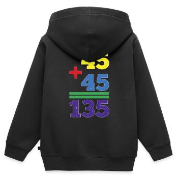 45 + 45 = 135 29 - Kinder Premium Organic Zip Hoodie - Schwarz - Hinten - AI Model Kid Male (0cm)