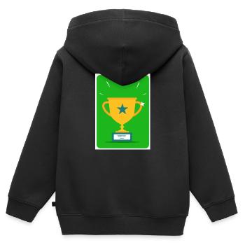 Pokal - Kinder Premium Organic Zip Hoodie - Schwarz - Hinten - AI Model Kid Male (0cm)