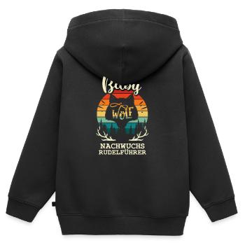 Baby Wolf - Rudel Geburt Kind Geschenk Familie - Kinder Premium Organic Zip Hoodie - Schwarz - Hinten - AI Model Kid Male (0cm)