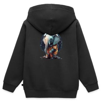 Süßer Elefant als Astronaut - Kinder Premium Organic Zip Hoodie - Schwarz - Hinten - AI Model Kid Male (0cm)