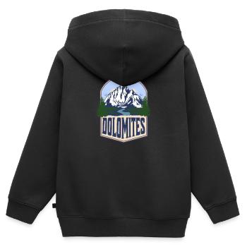Dolomites Italie Montagne Vintage - Sweat Premium à capuche zippé enfant bio - noir - Dos - AI Model Kid Male (0cm)