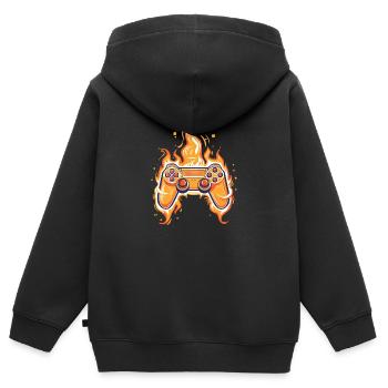Flammendes Gamepad, Spielkonsolen-Player - Kinder Premium Organic Zip Hoodie - Schwarz - Hinten - AI Model Kid Male (0cm)