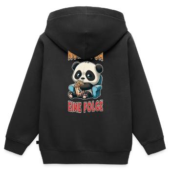 Série Junkie Series Marathon Panda Popcorn Canapé - Sweat Premium à capuche zippé enfant bio - noir - Dos - AI Model Kid Male (0cm)