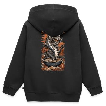 Drache im Ukiyo-E Stil & Ramen Nudel Suppe - Kinder Premium Organic Zip Hoodie - Schwarz - Hinten - AI Model Kid Male (0cm)