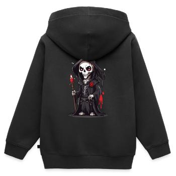 Halloween Skelett Magier Cartoon Magie - Kinder Premium Organic Zip Hoodie - Schwarz - Hinten - AI Model Kid Male (0cm)