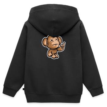 Affe - Kinder Premium Organic Zip Hoodie - Schwarz - Hinten - AI Model Kid Male (0cm)