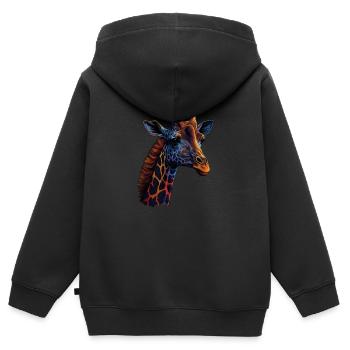 BELLE GIRAFE - SAVANE - Sweat Premium à capuche zippé enfant bio - noir - Dos - AI Model Kid Male (0cm)