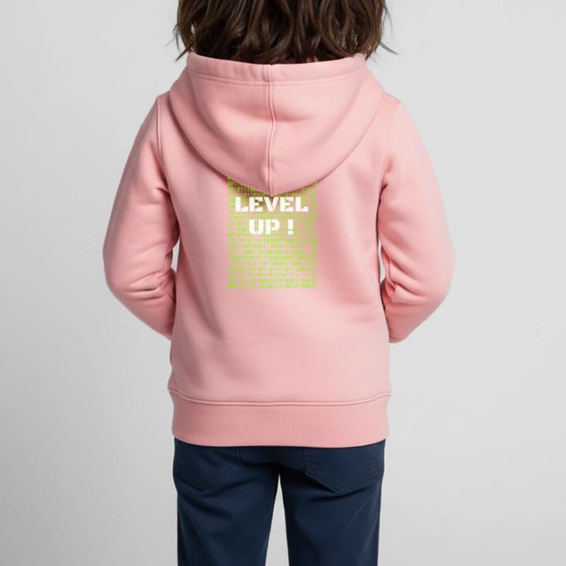 Level up and binary code Kids Premium Organic Zip-up Hoodie