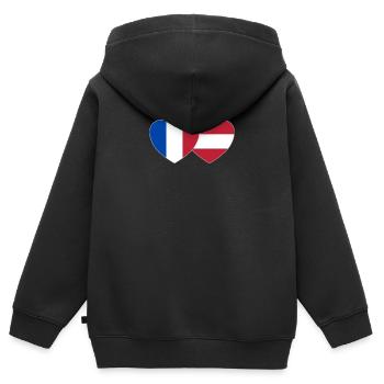 France Austria Flag Heart - Kids Premium Organic Zip-up Hoodie - black - Back - AI Model Kid Male (0cm)