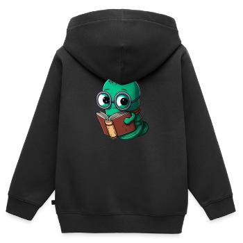 Bibliophile Bücherwurm Leseratte - Kinder Premium Organic Zip Hoodie - Schwarz - Hinten - AI Model Kid Male (0cm)