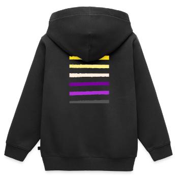 non binary stripe - Sweat Premium à capuche zippé enfant bio - noir - Dos - AI Model Kid Male (0cm)