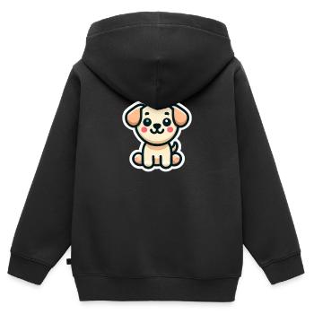 Fröhlicher Welpe - Kinder Premium Organic Zip Hoodie - Schwarz - Hinten - AI Model Kid Male (0cm)