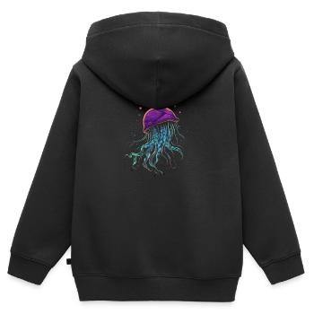 Qualle - Kinder Premium Organic Zip Hoodie - Schwarz - Hinten - AI Model Kid Male (0cm)