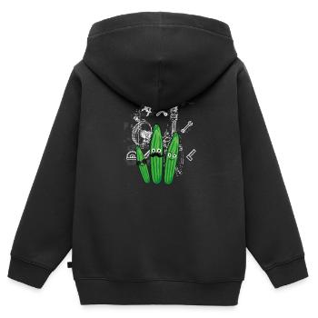 Gurken,zeichnung,schrauber,schraube,Werkzeuge - Kinder Premium Organic Zip Hoodie - Schwarz - Hinten - AI Model Kid Male (0cm)