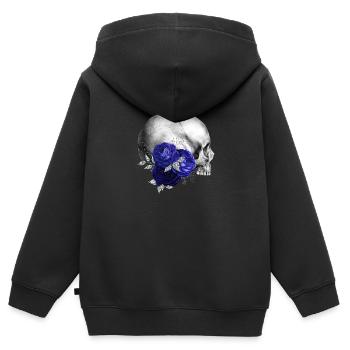 Nacht Blumen Gothik goth Totenkopf Tod Skull Punk - Kinder Premium Organic Zip Hoodie - Schwarz - Hinten - AI Model Kid Male (0cm)