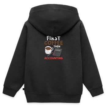 First Coffee Then Accounting - Kinder Premium Organic Zip Hoodie - Schwarz - Hinten - AI Model Kid Male (0cm)