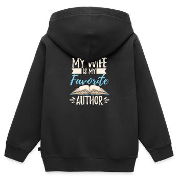 My Wife Is My Favorite Author - Kinder Premium Organic Zip Hoodie - Schwarz - Hinten - AI Model Kid Male (0cm)