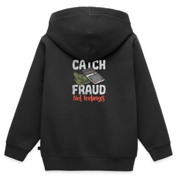 Catch Fraud Not Feelings - Kinder Premium Organic Zip Hoodie - Schwarz - Hinten - AI Model Kid Male (0cm)