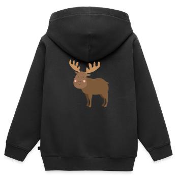 Süßer Elch - Kinder Premium Organic Zip Hoodie - Schwarz - Hinten - AI Model Kid Male (0cm)