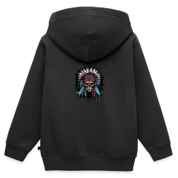 Apache Indianer Häuptling TotenPorträt - Kinder Premium Organic Zip Hoodie - Schwarz - Hinten - AI Model Kid Male (0cm)