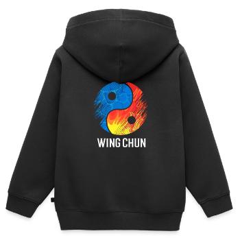 Wing Chun - Sweat Premium à capuche zippé enfant bio - noir - Dos - AI Model Kid Male (0cm)
