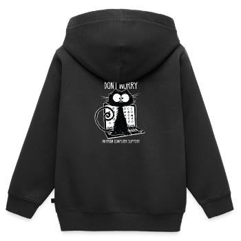 Schwarze Katze Lustiger Spruch Computer Support - Kinder Premium Organic Zip Hoodie - Schwarz - Hinten - AI Model Kid Male (0cm)