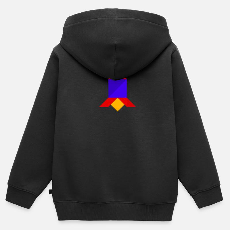 Fusée - Tangram - Sweat Premium à capuche zippé enfant bio - noir