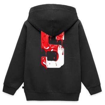 NR. 5 NUMMER 5 ROT WEIß 5. GEBURTSTAG - Kinder Premium Organic Zip Hoodie - Schwarz - Hinten - AI Model Kid Male (0cm)