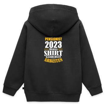 Pensionist 2023 Pension 2023 Pensionierung - Kinder Premium Organic Zip Hoodie - Schwarz - Hinten - AI Model Kid Male (0cm)