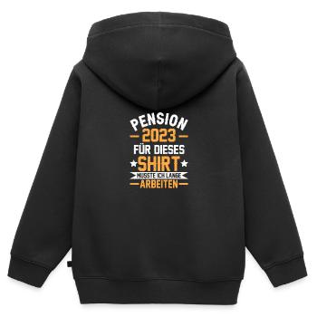 Pensionist 2023 Pension 20223 Pensionierung - Kinder Premium Organic Zip Hoodie - Schwarz - Hinten - AI Model Kid Male (0cm)
