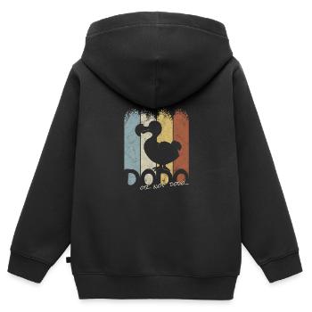 Retro Vogel Dodo or not Silhouette Wortspiel - Kinder Premium Organic Zip Hoodie - Schwarz - Hinten - AI Model Kid Male (0cm)