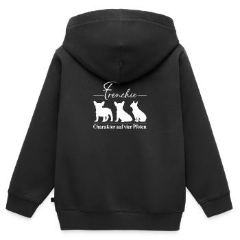Frenchie Charakter auf vier Pfoten - Kinder Premium Organic Zip Hoodie - Schwarz - Hinten - AI Model Kid Male (0cm)