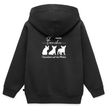 Frenchie Charakter auf vier Pfoten - Kinder Premium Organic Zip Hoodie - Schwarz - Hinten - AI Model Kid Male (0cm)