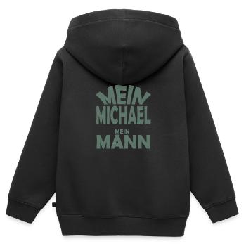 Michael - Kinder Premium Organic Zip Hoodie - Schwarz - Hinten - AI Model Kid Male (0cm)