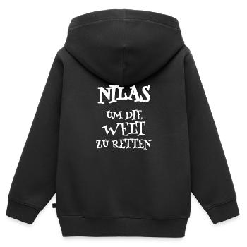 Retter Nilas - Kinder Premium Organic Zip Hoodie - Schwarz - Hinten - AI Model Kid Male (0cm)