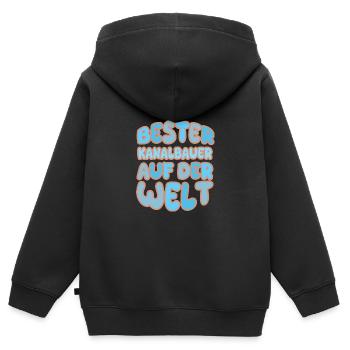 Berufung Kanalbauer - Kinder Premium Organic Zip Hoodie - Schwarz - Hinten - AI Model Kid Male (0cm)