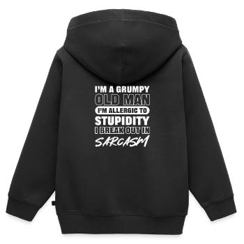 Grumpy Old Man Sarcastique Personne Cadeau - Sweat Premium à capuche zippé enfant bio - noir - Dos - AI Model Kid Male (0cm)