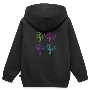 Mehrfarbige Palmen Innenarchitekt Geschenk - Kinder Premium Organic Zip Hoodie - Schwarz - Hinten - AI Model Kid Male (0cm)