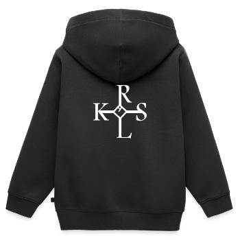 Unterschrift Karl der Große weiß - Kinder Premium Organic Zip Hoodie - Schwarz - Hinten - AI Model Kid Male (0cm)