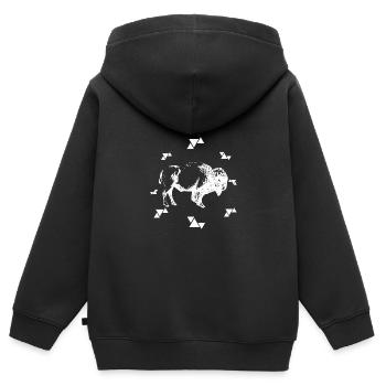 Bison - Büffel - Kinder Premium Organic Zip Hoodie - Schwarz - Hinten - AI Model Kid Male (0cm)
