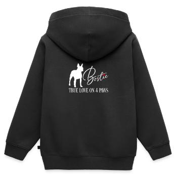 Bostie wahre Liebe auf vier Pfoten - Kinder Premium Organic Zip Hoodie - Schwarz - Hinten - AI Model Kid Male (0cm)