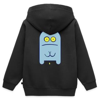 Pipimonster - Kinder Premium Organic Zip Hoodie - Schwarz - Hinten - AI Model Kid Male (0cm)