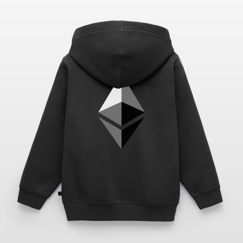 ETH éther Etherium Sweat Premium à capuche zippé enfant bio
